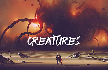 Creature sound effects, mythical creature roar and growl sounds, monster breathing and walking, footstep sound library