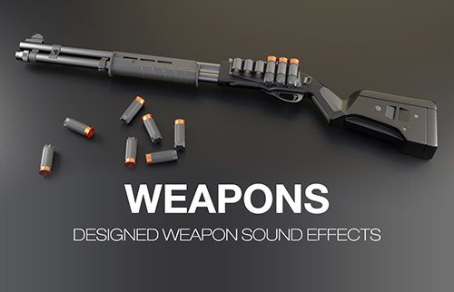 Weapon sound effects, shotgun, pistol, revolver, shooting sounds, realistic gun reload and charging, space weapons, machine gun and rifle sounds, automatic gun fire sound packs